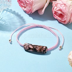 Bracelets tressés en pierres précieuses naturelles à tube réglable pour femmes&nbsp;BJEW-JB11006-04