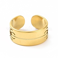 Ionenplattierung (IP) 304 Edelstahl aushöhlen Spinne offen Manschette Ring für Frauen&nbsp;RJEW-C053-03G