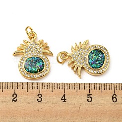 Micro pavé de latón con circonita cúbica y colgantes de ópalo sintético.&nbsp;KK-D096-01C-G