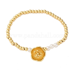 Bracelets à breloques en perles rondes en laiton pour femmes&nbsp;BJEW-A041-01G