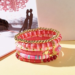 Juego de pulseras elásticas hechas a mano con cuentas heishi de arcilla polimérica&nbsp;BJEW-JB07397