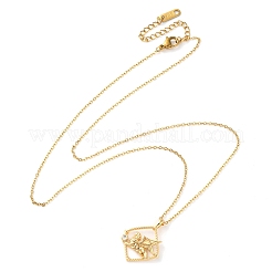 Collane con ciondolo in ottone e zirconi cubici trasparenti per donna&nbsp;NJEW-B121-01G-03