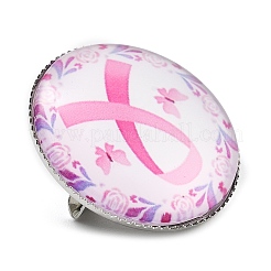 Broches en verre avec ruban de sensibilisation au cancer du sein&nbsp;LS-JEWB-L019-01F
