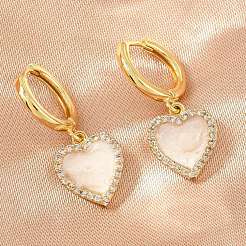 Pendientes colgantes de aro de latón con micro circonitas cúbicas.&nbsp;KK-CBA8324-16G-02