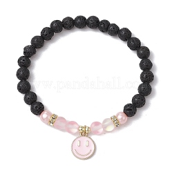 8 Stück Stretch-Armbänder aus natürlichem Lavastein und synthetischen Mondsteinperlen in 8 Farben&nbsp;BJEW-JB11566