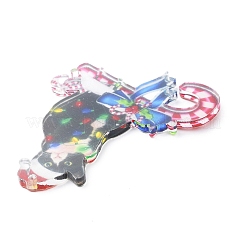 Weihnachtsanhänger aus Acryl in Katzenform&nbsp;HJEW-E007-01G-06