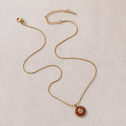 Collares con colgante de flor roja esmaltada de acero inoxidable 304 de estilo europeo vintage para mujer&nbsp;LS-WS4572