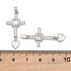Pendenti in zirconi cubici trasparenti in micro pavè di ottone&nbsp;CU-CBAA571-14P
