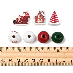 50 Stück 7 Stile Weihnachts-Set aus bemalten Holzperlen&nbsp;WOOD-FS0002-44