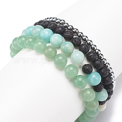 Juego de pulseras elásticas de aventurina verde natural&nbsp;BJEW-JB08481
