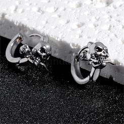 Creolen aus 316er Edelstahl mit Totenkopf und Rose für Männer und Frauen&nbsp;EJEW-SZ0001-94