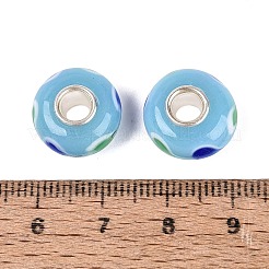 Perles européennes artisanales en verre filé et âme en laiton&nbsp;LAMP-N044-04S-02
