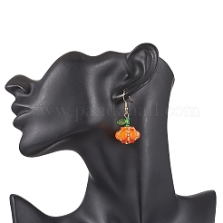 Boucles d'oreilles pendantes en forme de citrouille en acier inoxydable 304&nbsp;EJEW-MZ00514-02
