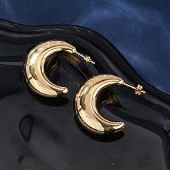 Pendientes de botón de acero inoxidable Moon 304&nbsp;EJEW-A125-22G