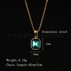 Halskette mit rechteckigem Glasanhänger und goldenen Edelstahlketten&nbsp;ZR6442