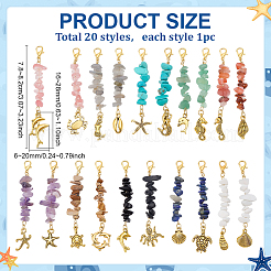 20 pz ciondolo decorativo con pietre preziose naturali e sintetiche&nbsp;HJEW-PH02095