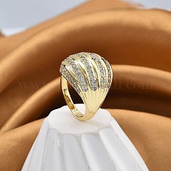 Gestellplattierung Messing Mikropflaster klare Zirkonia Manschettenfingerringe für Frauen&nbsp;RJEW-M028-41G