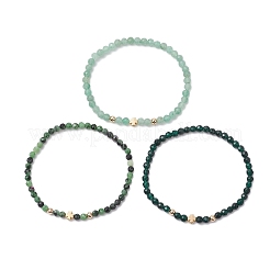 3 pz braccialetti elastici con perline di rubino naturale in zoisite e onice verde&nbsp;BJEW-JB11379