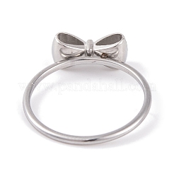 Anillo de dedo con lazo de acero inoxidable 304 antideslustre para mujer&nbsp;RJEW-C086-01-P