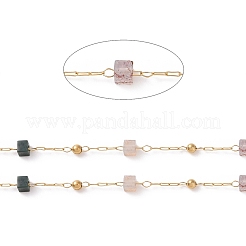 Catene di perline quadrate di quarzo rosa naturale&nbsp;AJEW-J035-02G-07