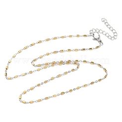 Colliers à maillons cubiques bicolores en acier inoxydable 304 de 1.5 mm pour femmes&nbsp;NJEW-G201-03GP