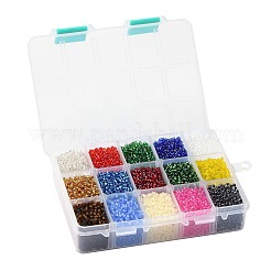 375g 15 Farben Glas Saatperlen&nbsp;SEED-JP0004-01-3mm