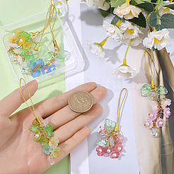 6 Stück Handygurte aus Glas und Acryl in 6 Farben&nbsp;HJEW-SC0002-90