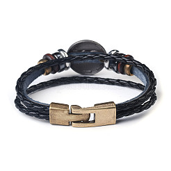 Bracelets rétro de multi-brins en cuir tressé avec cordon&nbsp;LS-BJEW-L616-20C