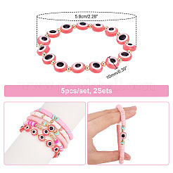 10 Stück 2 Stil Fimo Heishi Perlen Stretch Armbänder Set&nbsp;BJEW-PH0001-01