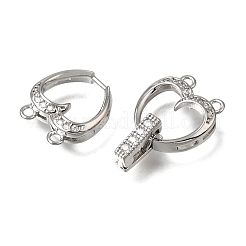 Cuore in ottone micro pavé zirconi cubici trasparenti fermagli pieghevoli&nbsp;CU-CBA4292-845P