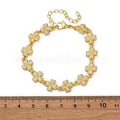 Bracciali in ottone micro pavé con zirconi cubici trasparenti per donna&nbsp;BJEW-D342-04G