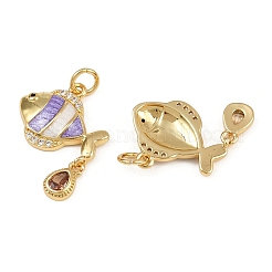 Pendentifs avec zircon cubiques à micro-pavés en laiton&nbsp;KK-L241-18G
