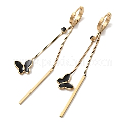 Pendientes de aro con borlas de mariposa esmaltadas de acero inoxidable 304&nbsp;EJEW-G453-10G