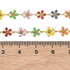 Collane da donna con catena a maglie colorate a girasole in acciaio inossidabile 304 smaltato.&nbsp;NJEW-JN06104