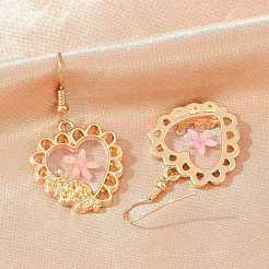 Boucles d'oreilles pendantes en alliage et fleurs séchées&nbsp;AL-Z001-01G-02