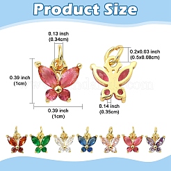 14 breloque en laiton plaqué 7 couleurs avec zircone cubique incrustée&nbsp;KK-YW0004-14