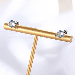 Orecchini a bottone tondi piatti in ottone con zirconi cubici&nbsp;EB9098