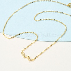 925 Halskette mit Herzanhänger aus Sterlingsilber mit klarem Mikropavé und Zirkonia für Damen&nbsp;NJEW-D315-01G