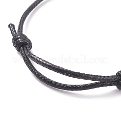 Bracelet en cordon perlé en forme de disque d'agate noire naturelle (teinte et chauffée)&nbsp;BJEW-JB07686-03