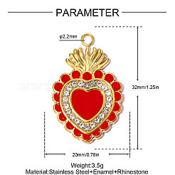 Colgantes de acero inoxidable 304 con esmalte rojo.&nbsp;SA-OY001-37G-02