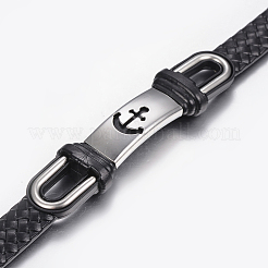 Bracelets cordon tressé en cuir PU&nbsp;X-BJEW-E324-C07