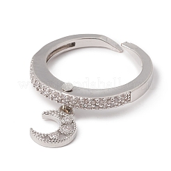 Offener Manschettenring mit klarem Zirkonia-Mond-Charm&nbsp;RJEW-F124-02P