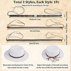 3 ceinture de chapeau de cowboy du sud-ouest en strass cristal&nbsp;DIY-CP0009-17B
