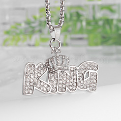 Collar unisex con colgante de corona de aleación con cristales y rhinestone&nbsp;WGC5C6D-02