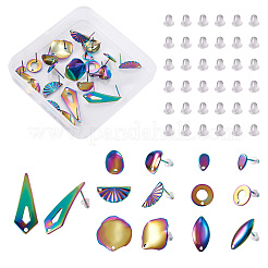28 stücke 7 stil regenbogen farbe 304 edelstahl stud ohrring Zubehörse&nbsp;FIND-CW0001-20