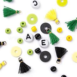 3 couleurs 1155 pièces bricolage ghana thème jamaïcain bracelets extensibles faisant des kits&nbsp;DIY-LS0001-22C
