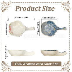 2 piatto per inchiostro in ceramica a forma di fiore&nbsp;AJEW-GF0013-65