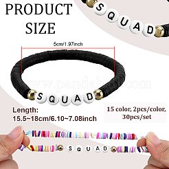 30 braccialetti di perline in argilla polimerica fatti a mano in 15 colori&nbsp;BJEW-PH02006
