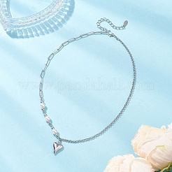 Colliers à chaîne avec pendentif en forme de cœur en alliage d'acier inoxydable 304 et perles de coquillage pour femmes&nbsp;NJEW-JN05566
