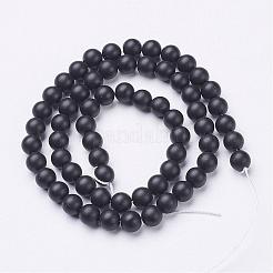 Chapelets de perles perles en agate noire naturelle&nbsp;G-D543-6mm